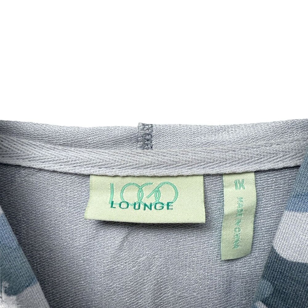 LOGO Lori Goldstein Hoodie Plus Size 1X Gray Camo Zip Front Stretch Jacket Women - Picture 6 of 9